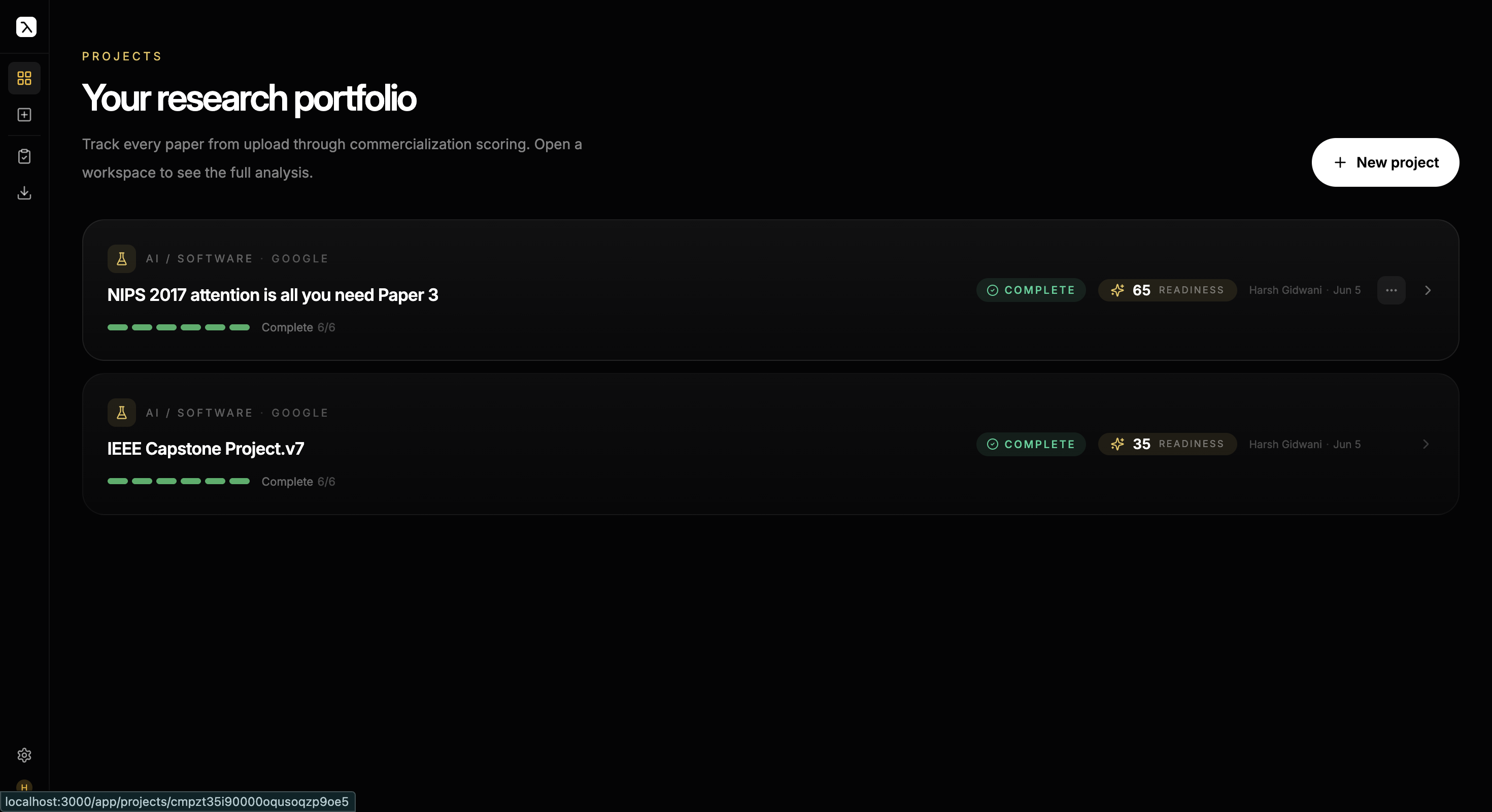 Lemma - Research Portfolio Dashboard